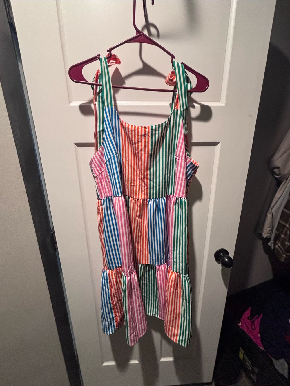 SHEIN Multicolor Striped Tiered Midi Dress